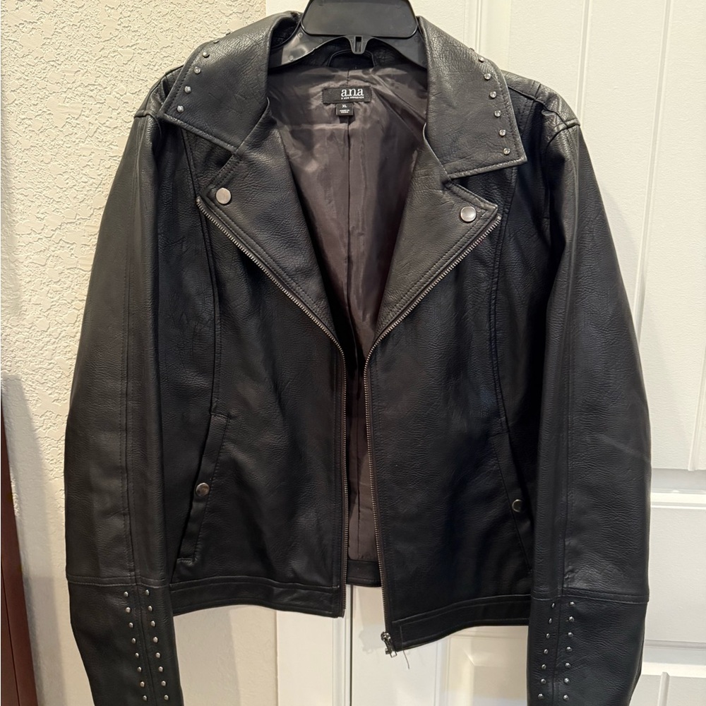 a.n.a Black Studded Faux Leather Jacket